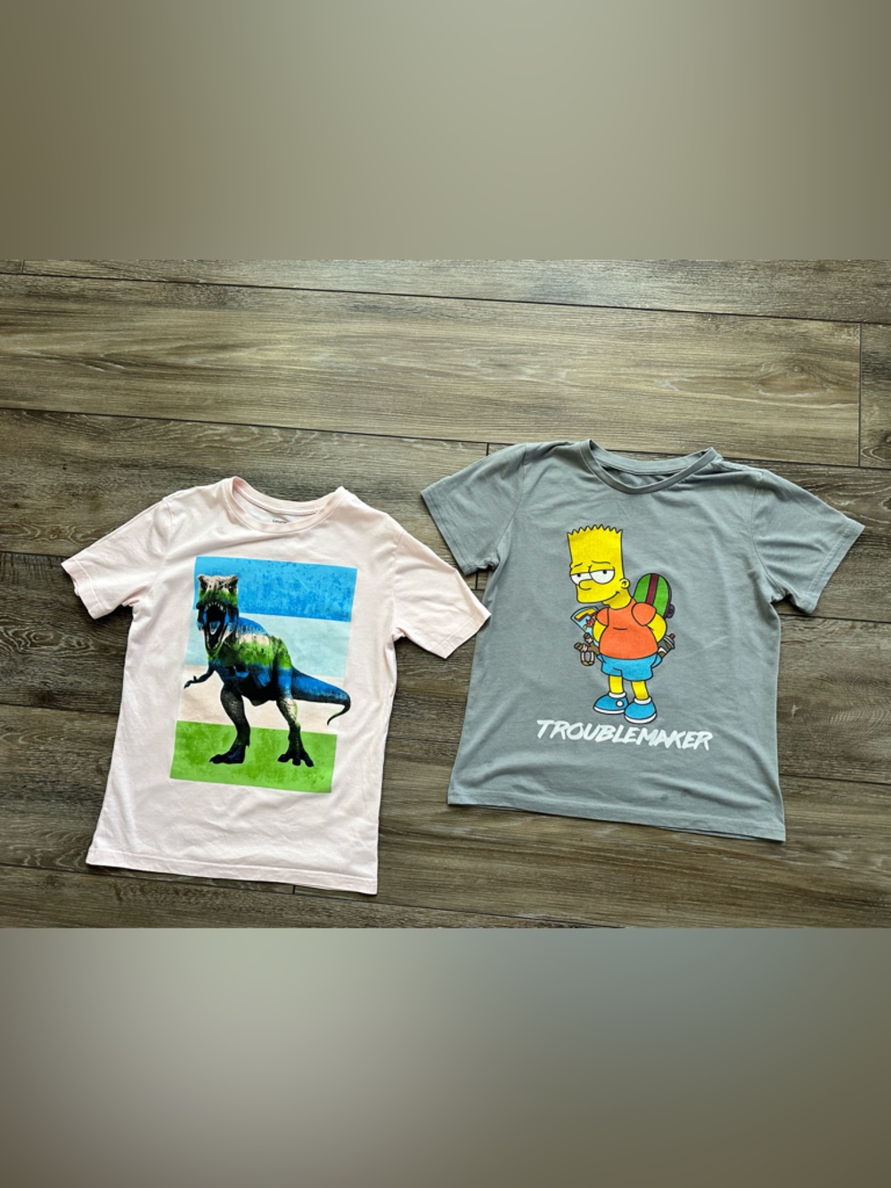 🌞Sale 3 for $15 Simpson/ TROUBLEMAKER and Justice t shirt: boy’s L
